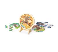 HaPe Puzzle en bois 4 Saisons – Multicolore, chevalet, 56 pièces