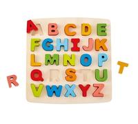 Hape Puzzle Alphabet en Bois Enfant 3 ans et plus - Puzzle Alphabet Montessori 27 Pièces Multicolore - Préhension, Motricité, Coordination Oeil-Main - Apprentissage de l'Alphabet & des Couleurs