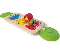 Hape rail de puzzle de chemin de fer en bois avec plusieurs couleurs et formes