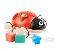 HaPe Jouet en bois à tirer Trieur de formes Coccinelle Ladybug Orange – Dès 12 mois