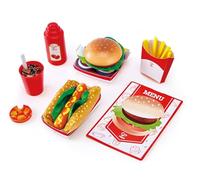 Hape Set de Fast-Food - Jeu d’Imitation avec Burger, Hot-Dog, Frites et Soda, Coloré