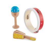 HaPe International Ensemble de percussions junior en bois – Tambourin, maraca, mailloche – 1 an+
