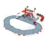 HaPe International Circuit de course en bois Race Track Station Bleu pour enfants 3+ ans