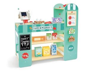 Hape Supermarché Intelligent en Bois, Magasin de marchands avec Accessoires