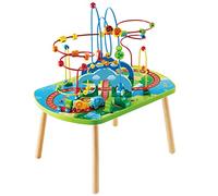 Hape Table D'activité Bébé en Bois - Centre d'Activité Bébé 1 an - Labyrinthe Boulier, Train & Divers Accessoires - Convient aux Jeux Individuels & Collectifs - Éveil, Motricité & Dextérité