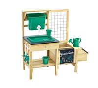 Hape Table de plantation en bois pour enfants - Ensemble de jouets de jardin avec journal de plantation, arrosoir et outils - Jardinière surélevée et jardin d'herbes aromatiques pour enfants à partir