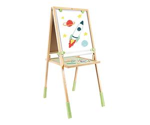 Hape - Tableau Enfant 2 en 1 en Bamboo - Tableau Double Face Évolutif sur Pieds Pliable - Face Magnétique pour Feutre et Face Ardoise pour Craie - Fille & Garçon