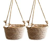 Hapeisy Lot de 2 paniers de fleurs suspendus en corde de jute pour pots de fleurs à suspendre