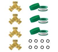 Hapeisy Répartiteur de tuyau d'arrosage en laiton, 2 voies, robinet 3/4 en Y, 2 valves avec 2 rondelles en caoutchouc supplémentaires