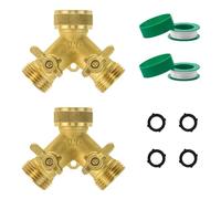 Hapeisy Répartiteur de tuyau d'arrosage en laiton, 2 voies, robinet 3/4 en Y, 2 valves avec 2 rondelles en caoutchouc supplémentaires