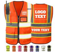 Hapelf Gilet de sécurité personnalisé, gilets réfléchissants haute visibilité avec poches à logo, hommes et femmes, personnalisable, 2 gilets de travail bicolores