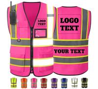 Hapelf Gilet de sécurité personnalisé, gilets réfléchissants haute visibilité avec poches à logo, hommes et femmes, personnalisable, 2 gilets de travail bicolores