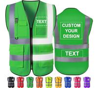 Hapelf Gilet de sécurité personnalisé Gilets réfléchissants haute visibilité avec poches Fermeture éclair Personnaliser le logo Classe 2 pour hommes Vêtements de travail de construction