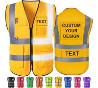 Hapelf Gilet de sécurité personnalisé Gilets réfléchissants haute visibilité avec poches Fermeture éclair Personnaliser le logo Classe 2 pour hommes Vêtements de travail de construction