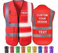 Hapelf Gilet de sécurité personnalisé Gilets réfléchissants haute visibilité avec poches Fermeture éclair Personnaliser le logo Classe 2 pour hommes Vêtements de travail de construction