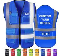 Hapelf Gilet de sécurité personnalisé Gilets réfléchissants haute visibilité avec poches Fermeture éclair Personnaliser le logo Classe 2 pour hommes Vêtements de travail de construction