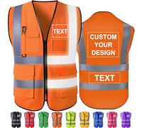 Hapelf Gilet de sécurité personnalisé Gilets réfléchissants haute visibilité avec poches Fermeture éclair Personnaliser le logo Classe 2 pour hommes Vêtements de travail de construction