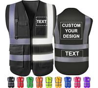Hapelf Gilet de sécurité personnalisé Gilets réfléchissants haute visibilité avec poches Fermeture éclair Personnaliser le logo Classe 2 pour hommes Vêtements de travail de construction