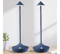Hapfish Lampe de chevet tactile sans fil LED, 6000mAh 2PCS lampe de table metal rechargeable usb, design modern, lumiere bureau puissante pile pour exterieur, interieur, restaurant, terrasse (bleues)