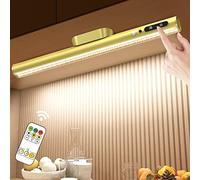 Hapfish Reglette LED Cuisine Sans Fil avec Detecteur Mouvement, 4000mAh Lampe de Bureau Rechargeable USB, Lumiere Magnétique avec Télécommande, Eclairage Murale pour Placard, Tableau, Miroir, Armoire