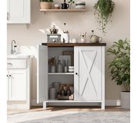 Hapihom Buffet, armoire de cuisine avec portes, plan de travail et étagères réglables, style maison de campagne pour cuisine, salle à manger, salon 76 x 40 x 80 cm - Blanc + marron