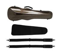 Hapihom Étui pour violon 4/4 en fibre de carbone, super léger, boîte triangulaire avec hygromètre, étui de voyage portable café brossé