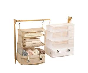 Hapihom Organisateur de voyage suspendu avec 3 compartiments, organiseur de valise, accessoires de voyage, étagère suspendue, étagère de penderie, rangement peu encombrant - W-L