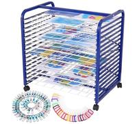 Hapihom Séchoir à images, support de séchage d'art avec 16 compartiments amovibles et roulettes, étagère de séchage mobile pour les salles de classe, les studios, les arts, les impressions 66 x 46 x