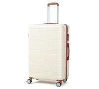 Hapihom Valise bagage à main, 76,5 x 49,5 x 30,5 cm, valise de voyage avec 4 roues pivotantes, étui rigide en ABS avec serrure à combinaison, poignée télescopique, Blanc + marron, Valise rigide