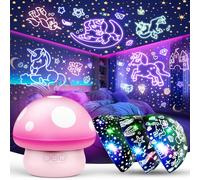 Hapikids Licorne cadeaux pour filles 2 3 4 5 6 7 8 ans, projecteur de ciel étoilé, veilleuse pour enfants à partir de 3 à 9 ans, sirène, projecteur, veilleuse champignon, anniversaire