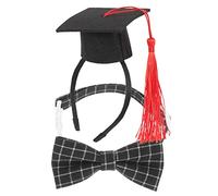 HAPINARY 1 Ensemble De Chapeau De Docteur, Coiffe De Chat, Casquette De Remise De Diplôme, Nœud, Accessoire De Costume De pour Animaux De Compagnie, Fournitures De Remise De Diplôme pour