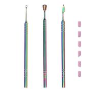 HAPINARY 1 ensemble de repousse-cuticules double face - Kit d'outils professionnels pour ongles avec pierres à limer pour manucure à domicile - Mini-lime à cuticules colorée pour salon
