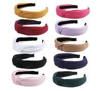 HAPINARY 10 pièces Bandeaux Larges Coton Tricoté Doux Serre-tête Noué Confortable pour Femmes de Accessoires Cheveux Classiques et Ajustés