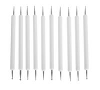 HAPINARY 10 Pièces Ensemble de Stylets à Gaufrer L'argile pour Poterie et Sculpture Diy, Outil à Pointiller Double Extrémité en Fer et Plastique Blanc pour Artistes Amateurs