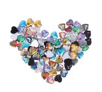 HAPINARY 100 Pièces Cabochons en Résine Forme de Coeur 12 Mm à Dos Plat Design Écailles de Poisson Iridescent pour Accessoires de Bijoux Soi-même Couleur Aléatoire
