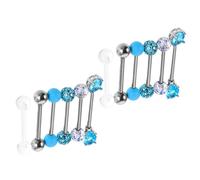 HAPINARY 12 Pièces Stainless Steel Tongue Barbell Jewelry Set With Crystal Zirconia Straight Dumbbell Body Piercing For Women And Men Acrylic Pearl Tongue Rings For Wedding Party And Daily