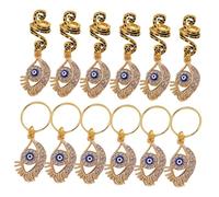 HAPINARY 12pièces Anneaux Spirale Métalliques avec Pendentifs Œil Protecteur pour Tresses et Dreadlocks par Lot