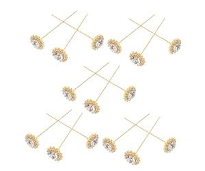 HAPINARY 15 Pièces Broches Fleur Métal avec Strass Accessoires de Broche Artisanale pour Créations DIY Épingles Corsage Solides et Élégantes pour Mariage et Décoration