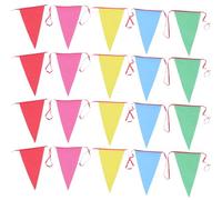 HAPINARY 150 Pièces Bannière de Fanions Triangulaires Résistante au Vent Soleil 100m en Tissu Multicolore pour Décoration de Mariage et Carnavals Intérieur et Extérieur