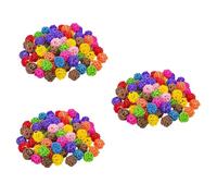 HAPINARY 150pièces Balles De Rattan Colorées pour Oiseaux Jouets à Mâcher Multi-usages pour Perroquets Aléatoires