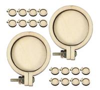 HAPINARY 18 Pcs Mini Cercle à Broder en Bois 18 Pièces 3 CM X 2,5 CM Rond, Petit Tambour à Broder DIY pour Pendentif, Cadre de Couture Circulaire Naturel, Accessoire Créatif pour Bijoux et
