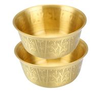 HAPINARY 2 bols d’offrande bouddhistes vintage en cuivre or martelé | 2 pièces, patine naturelle oxydée, usage rituel pour encens et lampes, stables au temple et en cérémonie