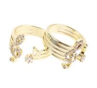 HAPINARY 2 Pièces Bague Ajustable pour Couple avec Notes de Musique en Cuivre et Pierres Décoratives Dorées, Design Élégant et Confortable, pour Anniversaires et Bijoux Fantaisie