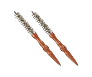 HAPINARY 2 Pièces Brosse Ronde Mini pour Coiffage Cheveux Courts et Fins Brosse Soufflante Poils de Sanglier Peigne Curling Multifonction pour Barbe et Moustache Outil Portable Salon