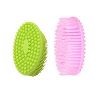 HAPINARY 2 pièces Brosses de Bain en Silicone Souples pour Massages Sensoriels et Entraînement Au Toucher Accessoires de Bain Flexibles et Sûrs Vert Rose