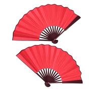 HAPINARY 2 Pièces Éventail Pliant en Bambou Rouge Tissu Vierge pour DIY, Ventilateur Élégant à Dissipation Thermique, pour Danse et Décoration Chinoise