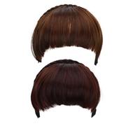 HAPINARY 2 Pièces French Bang Hair Topper Clips Natural Thick Volume Human Hair Fringe Secure Adhesive Design Comfortable Daily Wear For Women