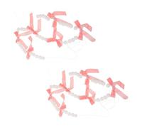 HAPINARY 2 pièces Guirlande à Nœuds Roses avec Pompons Décoration Murale Suspendue pour Anniversaire Mariage et Fête