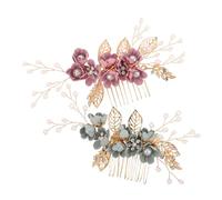 HAPINARY 2 Pièces Peignes de Mariage Fleuris avec Perles et Cristaux Accessoires Cheveux Femmes Lot de Peignes Latéraux Élégants pour Mariée Fixation Sécurisée Style Romantique