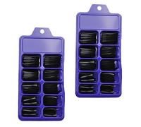 HAPINARY 200 Pièces Faux Ongles Ballerine à Couverture Complète en Plastique Noir, Faciles à Appliquer, Forme Cercueil, pour Mariage et Saint-valentin